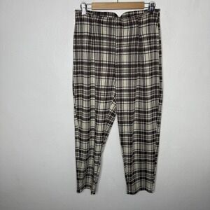 Free People‎ Brecan Plaid Brown Pants High Rise Boho Goblincore Women's Small
